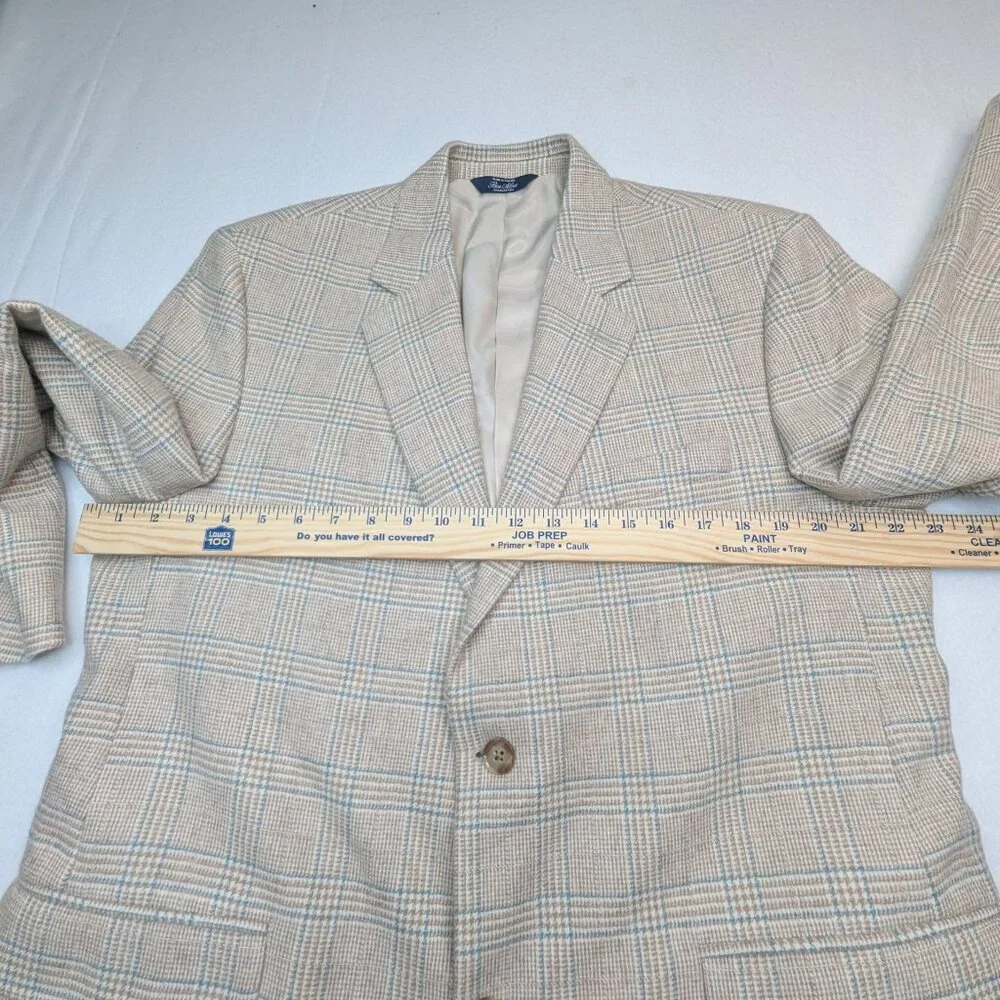 Ben Silver Charleston CreamGlen Plaid Cashmere Sport Coat Sz 43 R 100% Cashmere